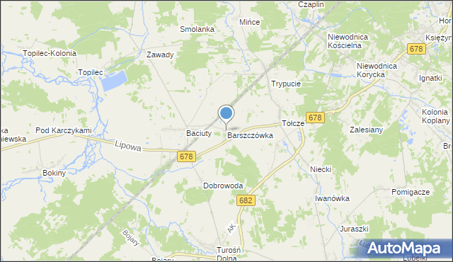 mapa Barszczówka, Barszczówka gmina Turośń Kościelna na mapie Targeo